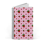 Carnet à spirale fraise, 160 pages lignées 90 g/m², couverture semi-brillante, reliure spirale