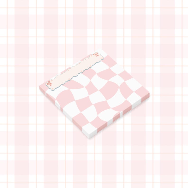 Lot de 6 Post-it Groovy Rétro 3x3 - Blocs-notes Esthétiques Pastel en Damier Ondulé - Fournitures de Bureau