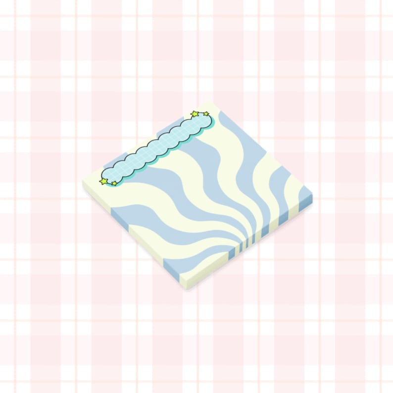 Lot de 6 Post-it Groovy Rétro 3x3 - Blocs-notes Esthétiques Pastel en Damier Ondulé - Fournitures de Bureau