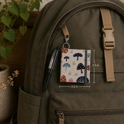 Bloc-notes avec porte-clés en forme de champignon fait main 3,5 pouces avec stylo