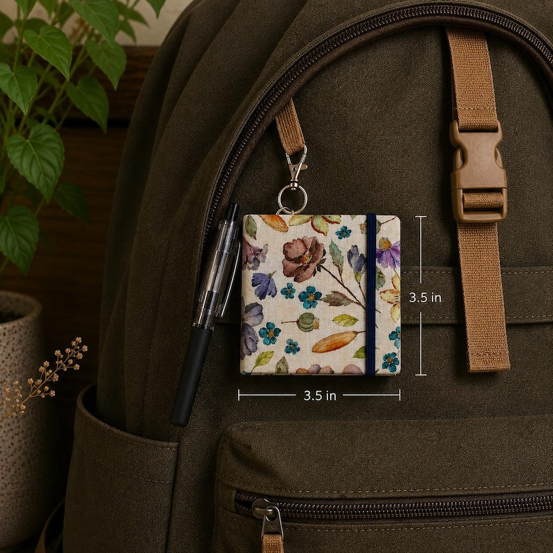 Carnet de notes floral aquarelle 3,5 x 3,5 pouces avec stylo et post-it