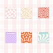 Lot de 6 Post-it Groovy Rétro 3x3 - Blocs-notes Esthétiques Pastel en Damier Ondulé - Fournitures de Bureau
